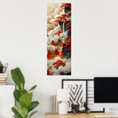 Chinees Wolken Rood Goud Wit Kleur Poster (Thuiskantoor)