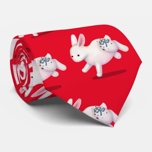 Chinees Zodiab Rabbit Cute Astrology Sign Stropdas (Opgerold)