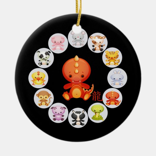 Chinees Zodiac-jaar van de draak Keramisch Ornament (Voorkant)