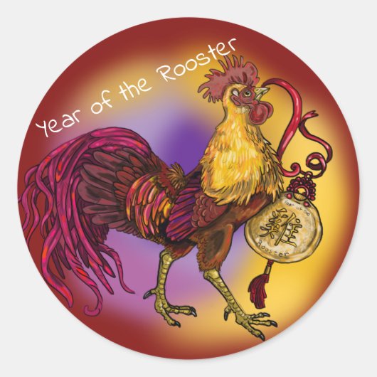 Chinees Zodiac-jaar van de rooster Ronde Sticker (Voorkant)