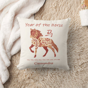 Chinees Zodiac Jaar van het Paard Dier Teken Kussen