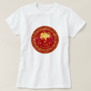 Chinees Zodiac Ox Red/Gold ID542 T-shirt