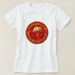 Chinees Zodiac Rat Red/Gold ID542 T-shirt