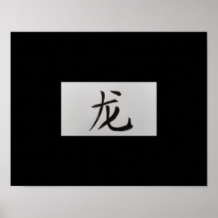 Chinees zodiakoestisch teken Dragon zwart Poster