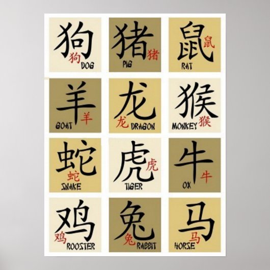 Chinees Zodic Signs Poster (Voorkant)