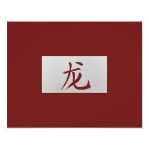 Chinees zodiumteken Dragon red Foto Afdruk