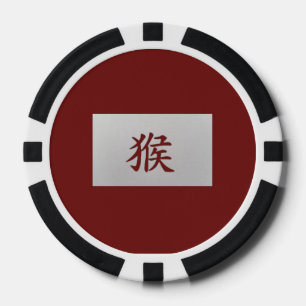 Chinees zodiumteken Monkey red Poker Chips
