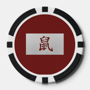 Chinees zodiumteken Rat red Poker Chips