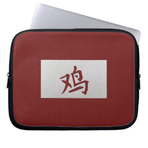 Chinees zodiumteken Rooster red Laptop Sleeve