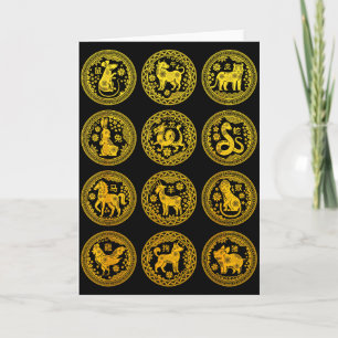 Chinese 12 Dieren Zodiak Tekens Gelukkig Maand Nie Kaart
