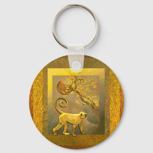 Chinese aap~ Nieuwjaar Moon & Plum Blossom Sleutelhanger
