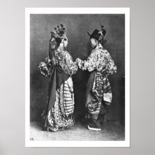 Chinese acteurs van achteren, c.1870 (b/w foto) poster