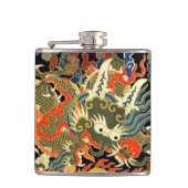 Chinese Aziatische draak kleurrijke kunst Heupfles (Voorkant)