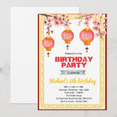 Chinese Birthday party Invitation Kaart (Voorkant / Achterkant)