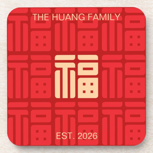 Chinese "Blessing" Hard plastic coaster Bier Onderzetter (Voorkant)