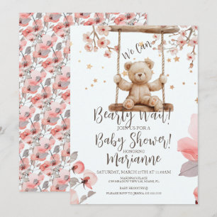 Chinese Bloem Beer Baby Shower Meisje Kaart