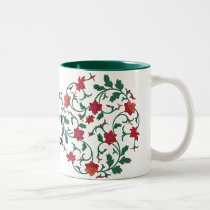Chinese bloemen tweekleurige koffiemok
