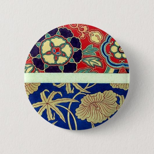 Chinese brocade met rode achtergrond ronde button 5,7 cm (Voorkant)