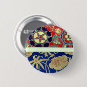 Chinese brocade met rode achtergrond ronde button 5,7 cm (Voorkant /achterkant)