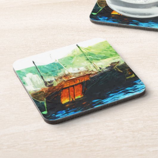 Chinese brok in Hong Kong Harbour Abstract Drankjes Onderzetter (Linkerzijde)