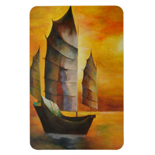 Chinese brok in Ochre en geel Magneet