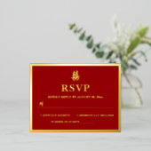 Chinese bruiloft dubbel geluk hart rsvp kaart (Staand Voorkant)