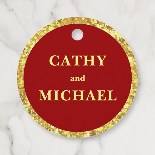 Chinese bruiloft formele rood goud glitter bedankjes labels (Achterkant)