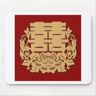 Chinese bruiloft met dubbel geluk en bloem muismat