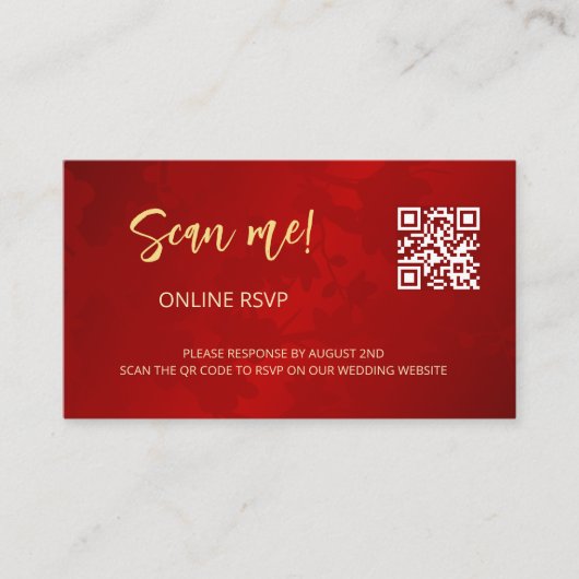 Chinese bruiloft QR Code RSVP Online Informatiekaartje (Voorkant)