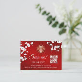 Chinese bruiloft QR Code RSVP Online Informatiekaartje (Staand voorkant)