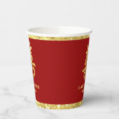 Chinese bruiloft rood goud glitter dubbel geluk papieren bekers (Links)
