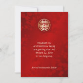 Chinese bruiloft rood goud save the date (Achterkant)