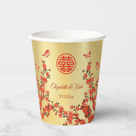 Chinese bruiloft Tea Ceremony Cherry Blossom Custo Papieren Bekers