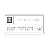 Chinese bruiloft voor monogram en dubbel geluk rubberstempel (Afrduk)