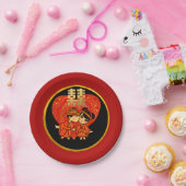 Chinese Bruiloftsfeestborden Traditioneel Paar Papieren Bordje (Feest)