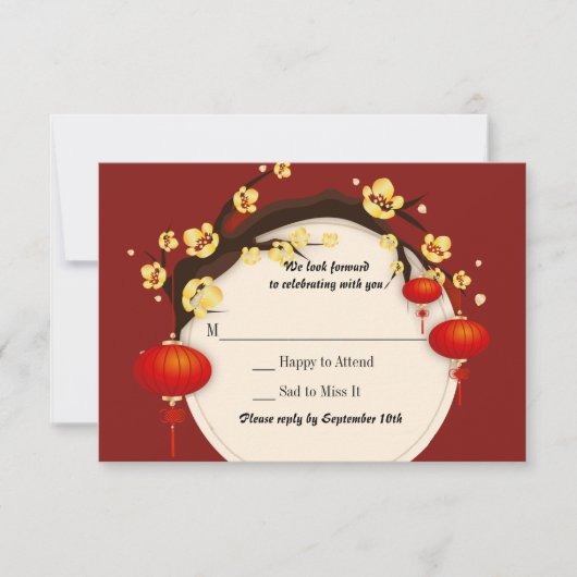 Chinese Celebration Response Card Kaart (Voorkant)
