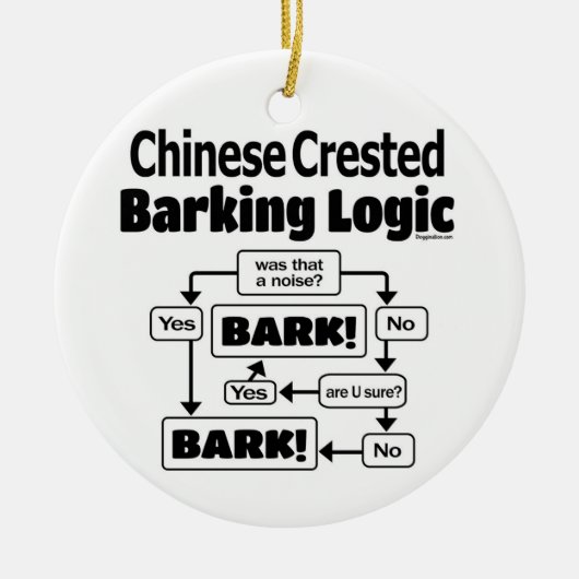 Chinese Crested Barking Logic Keramisch Ornament (Voorkant)