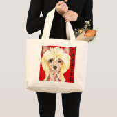 Chinese Crested Color Block Large Canvas tas (Voorkant (product))