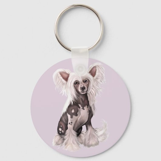 Chinese Crested Hairless Sit Sleutelhanger (Voorkant)