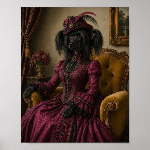 Chinese Crested hond portretprint, Victoriaanse da Poster