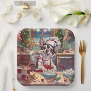 Chinese Crested Kerstbakfeest: Festieve Kerstmis Papieren Bordje