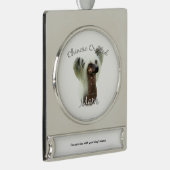 Chinese Crested Mam 2 Verzilverd Banner Ornament (Rechts)