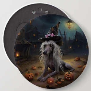 Chinese Crested Pompoenen Halloween Griezelen  Ronde Button 6,0 Cm