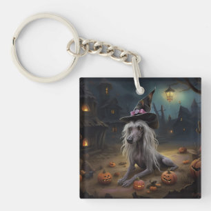 Chinese Crested Pompoenen Halloween Griezelen Sleutelhanger