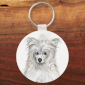 Chinese Crested Powder Puff Sleutelhanger (Voorkant)