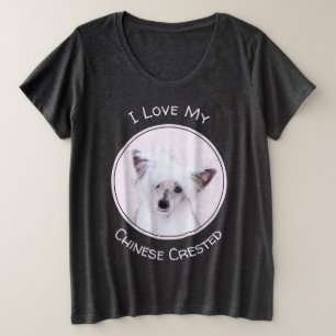 Chinese Crested Powderpuff-schilderijen - Dog Art Grote Maat T-shirt