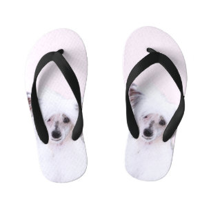 Chinese Crested Powderpuff-schilderijen - Dog Art Kinder Teenslippers