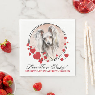 Chinese Crested Rode Hart Frame Hondenfoto Servet