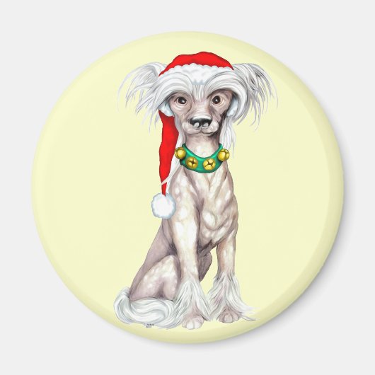 Chinese Crested Santa Magneet (Voorkant)