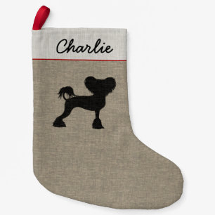 Chinese Crested Silhouette Crestie Dog Aangepaste Kleine Kerstsok